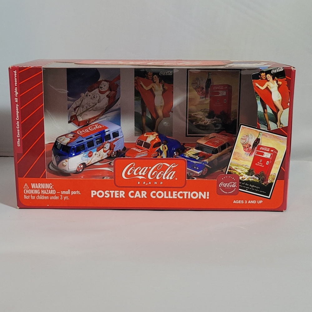 Coca-Cola Poster Car Collection Toy Set - Red and White